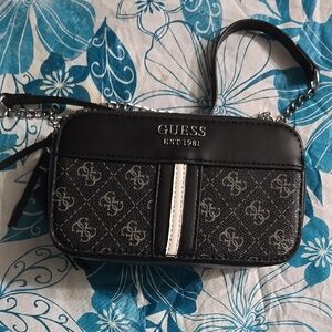 GUESS Black and White Crossbody Bag